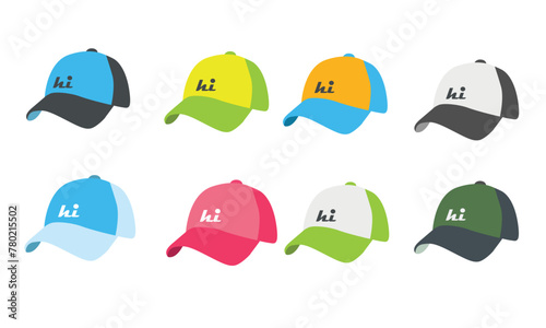 Baseball cap and sunglasses vector set. Hat and sunglasses clipart. Summer element. Cartoon flat vector isolated on white background.