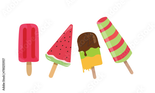 Ice cream vector illustration. Summer element. Hello summer concept. Cartoon flat vector isolated on white background.