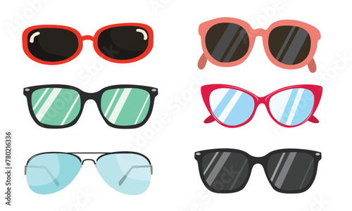 Sunglasses vector illustration. Summer element. Eyewear fashion. Cartoon flat vector isolated.