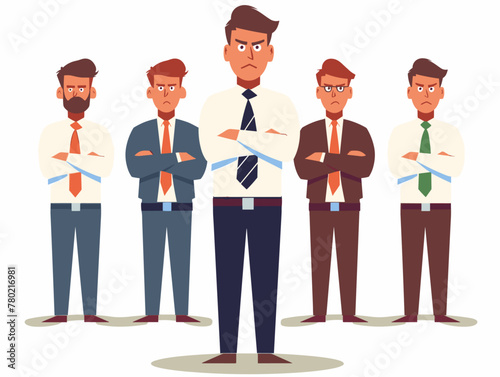 white background, Creating a hostile work environment based on political beliefs or affiliations, in the style of animated illustrations, full body, only one man, text-based