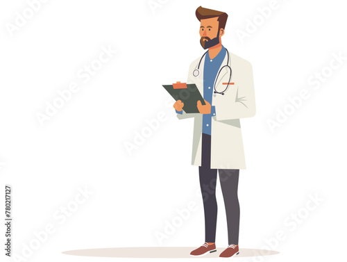 white background, Explaining deductions for medical expenses, in the style of animated illustrations, full body, only one man, text-based