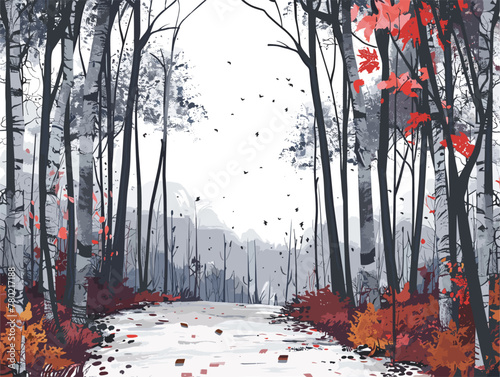 white background, Following trail markers painted on trees, in the style of animated illustrations, background, text-based photo