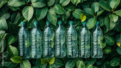 A vision of ecology and environmental responsibility with water bottles designed to combat plastic pollution,