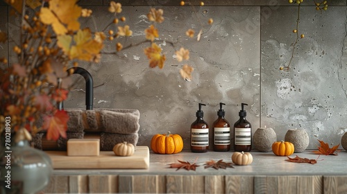 Elegant Autumn Bathroom Decor with Aromatic Dispensers