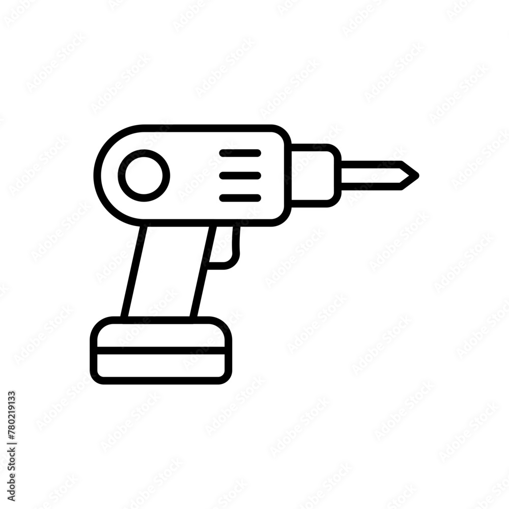 Drill outline icons, minimalist vector illustration ,simple transparent graphic element .Isolated on white background