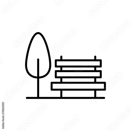 Park bench outline icons, minimalist vector illustration ,simple transparent graphic element .Isolated on white background