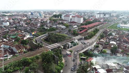 Aerial View of City Buildings, Urban Landscape With Skyscrapers and Streets Yogyakarta