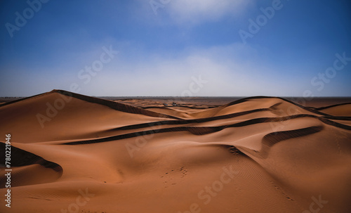 A sand dune of sahara desert at Mhamid el Ghizlane in Morocco