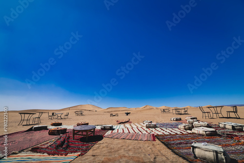 A panoramic sand dune near the desert camp at Mhamid el Ghizlane in Morocco