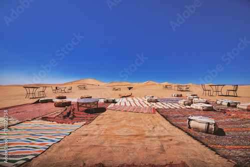 A panoramic sand dune near the desert camp at Mhamid el Ghizlane in Morocco