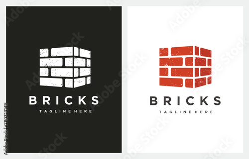 Rustic Brick Wall logo design vector illustration