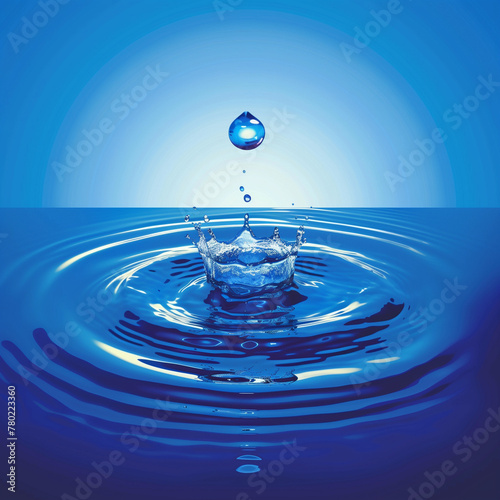 World Water Day concept. The world in clean water drop on and fresh blue water ripples design, Environment save and ecology theme concept-