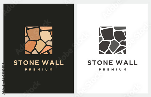 Rock Stone Wall Building logo design vector icon illustration