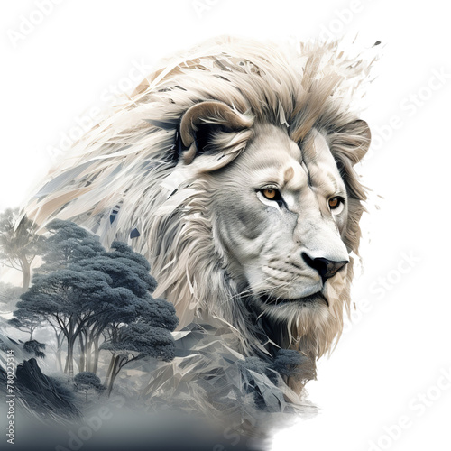 A Lion exposure with hyper realistic African  Isolated on transparent PNG background  Generative ai