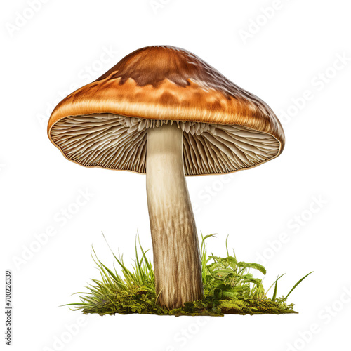 illustration of mashrom side view, Isolated on transparent PNG background, Generative ai