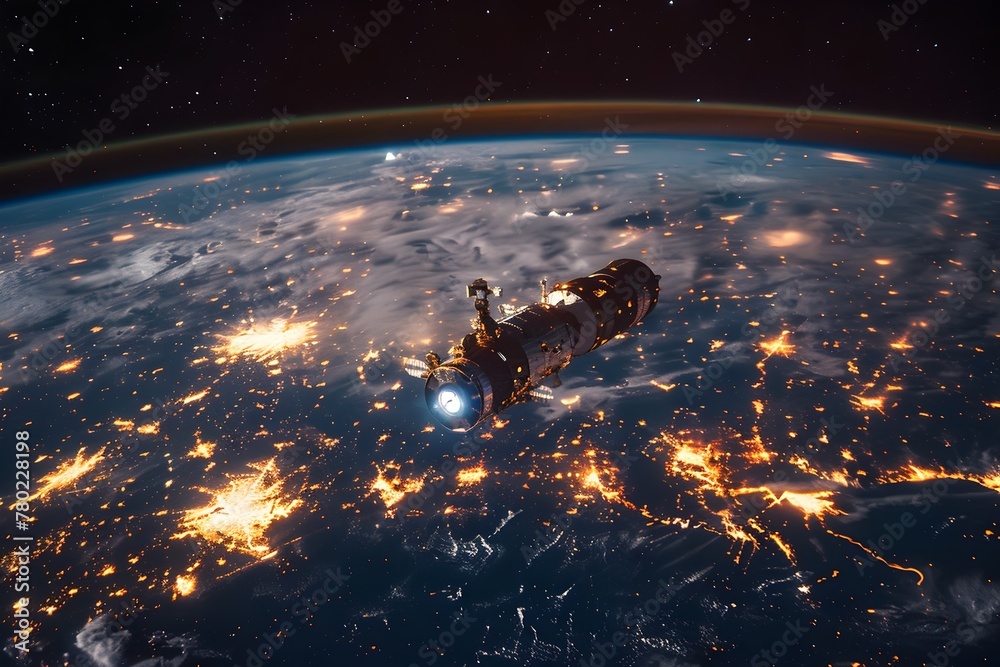Orbital International Space Station Illuminating Earth in Nocturnal Splendor