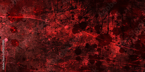 Red splatter background, dark red and black grunge, dark texture, dark grungy background, red background, red texture wall vintage, horror, halloween background,blood banner