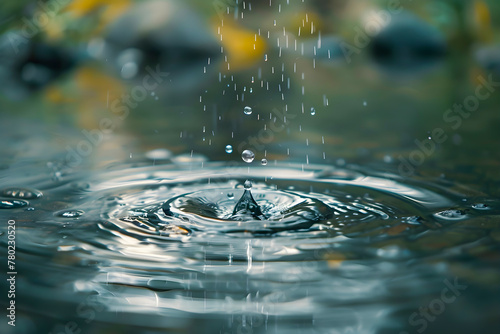 Perfect water drop macro view, concept of water importance for life and resources scarcity, Water and natural resources awareness banner