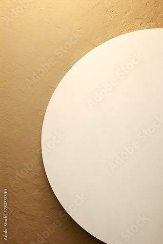 Gold Bronze biege paper texture background with Arch, circle oval design, copy space, banner wallpaper Minimal