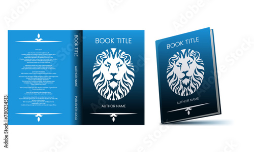 creative and aesthetic book cover design mockup vector with lion king simple artwork