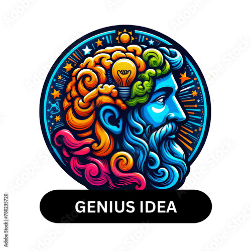 Creative and innovative idea logo icon with a human face and mind. Brainstorm creativity intelligence with a lightbulb logo. Genius ideas
