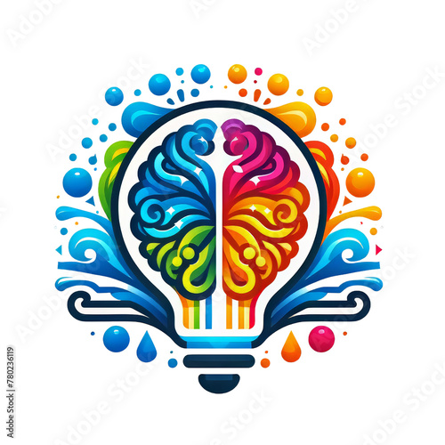 Creative and innovative idea icon. Brainstorm creativity intelligence with a lightbulb and brain logo. Genius ideas

