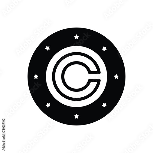 Black solid icon for copyright
