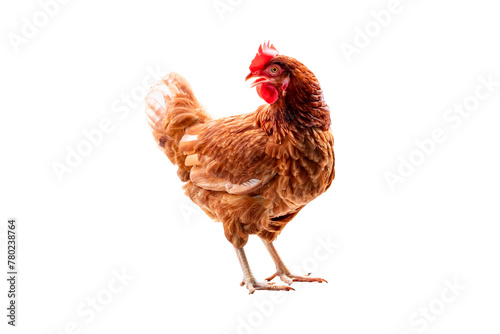 Chicken, Full body of brown chicken hen standing isolated transparent background, Laying hens farmers concept, PGN File