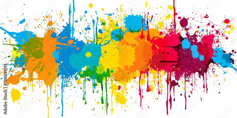 Fototapeta premium Colorful splash paint on a white background, colorful splashes ink on white, banner, abstract splashes watercolor background