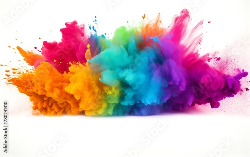 Explosion of colored powder isolated on white background