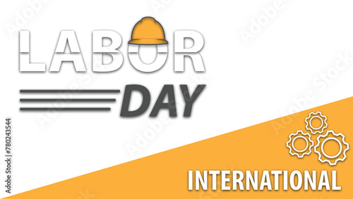 International Labor Day celebration vector horizontal design with a minimalist orange color theme
