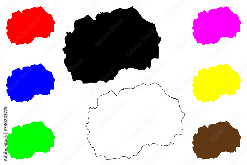 Naklejka premium Republic of North Macedonia map vector illustration, scribble sketch Macedonia