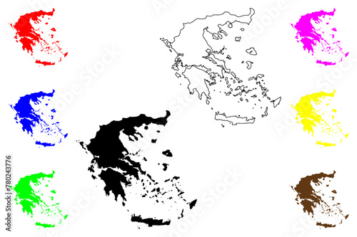 Greece  Hellenic Republic  map vector illustration  scribble sketch Greece map