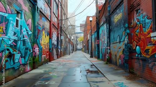 Storytelling Murals in City Alley./n