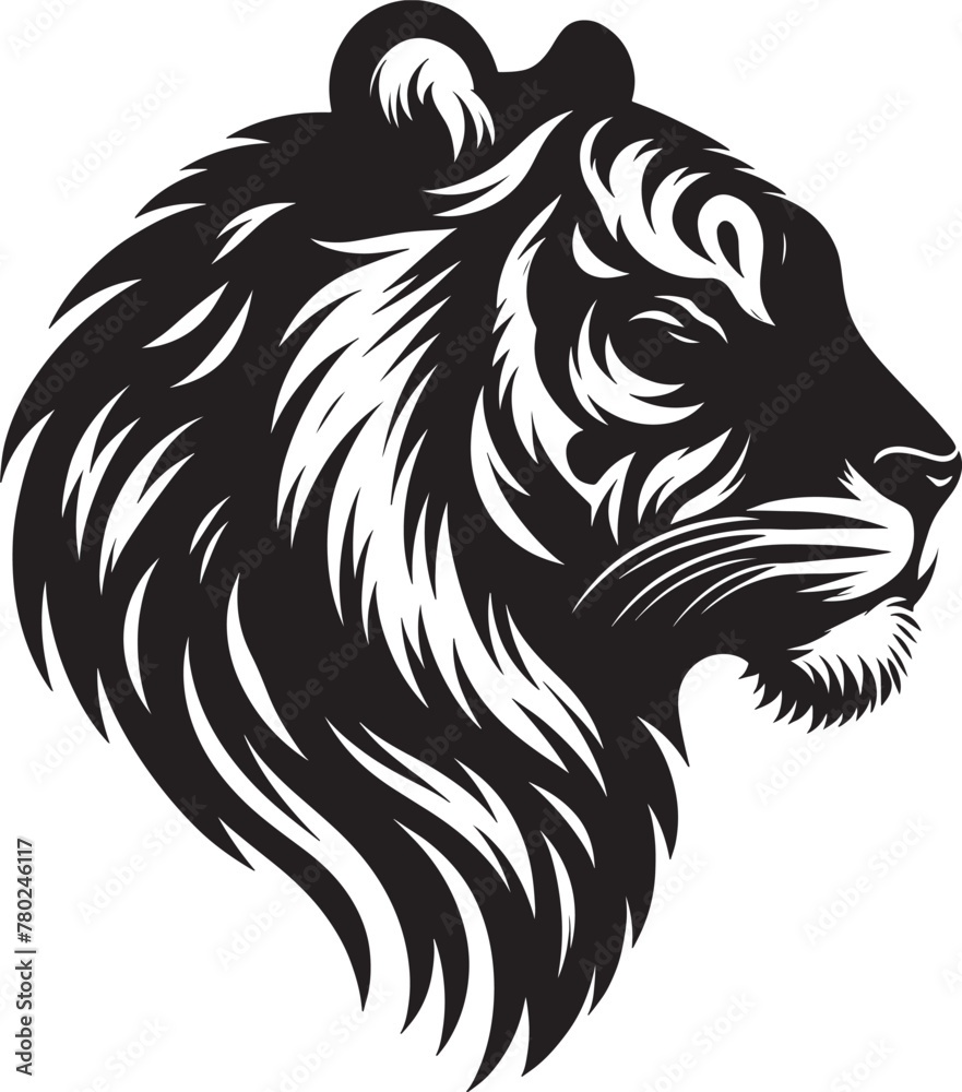 Black silhouette of a tiger head Black silhouette of a tiger head