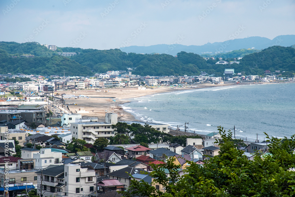 The townscape of kamakura and the ocean, Kanto, Kamakura, Japan