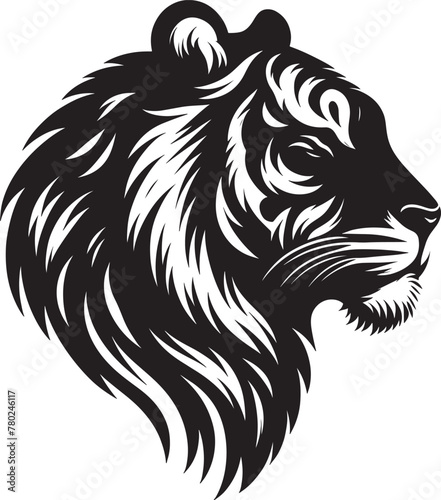 Black silhouette of a tiger head