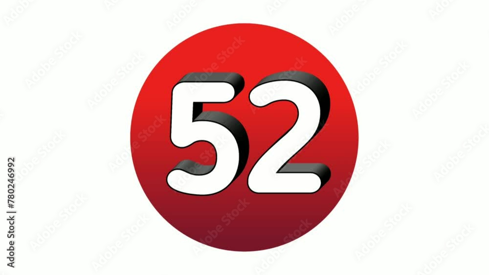 3D Number 52 fifty two sign symbol animation motion graphics icon on red sphere on white background,cartoon video number for video elements 3D Number 52 fifty two sign symbol animation motion graphics icon on red sphere on white background,cartoon video number for video elements