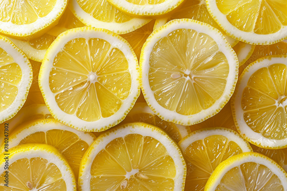 close up textured made from slices of lemon as background, top view. Citrus fruit close up textured made from slices of lemon as background, top view. Citrus fruit