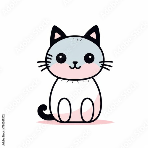 Cute Cat Smiling Watercolor Clipart Illustration