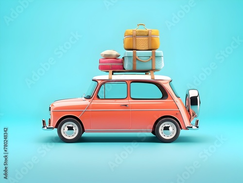 Compact Car Loaded with Luggage for Carefree Beach Holiday