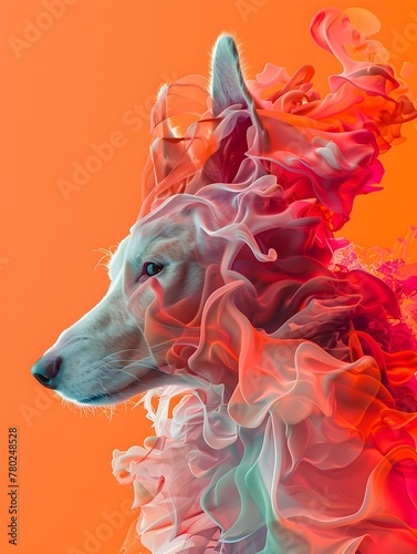 Vibrant Canine A D Minimalist Dog Portrait with Joyful Bursts of Abstract Color