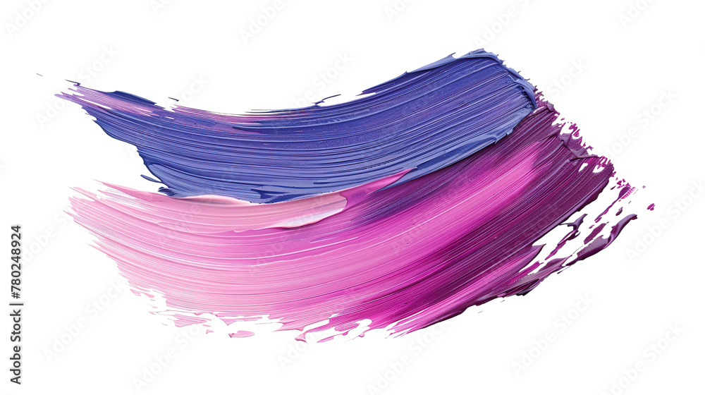 Hand painted stroke of violet and pink paint brush isolated on white background PNG