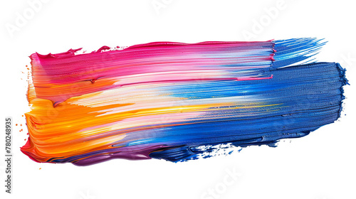 Hand painted stroke of multi colors paint brush isolated on white background PNG
