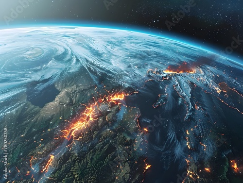 Dramatic Depiction of Earth s Environmental Challenges from Space Wildfires Hurricanes and Melting Ice Caps