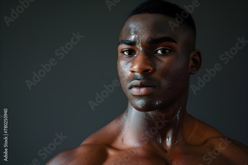 Confident and Muscular Young Male Model Showcasing Strength and Fitness
