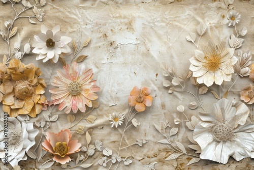 Shabby Chic Charm in Handmade Delicate Floral Cut Paper Artwork AI Image