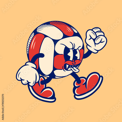 Retro character design of volleyball