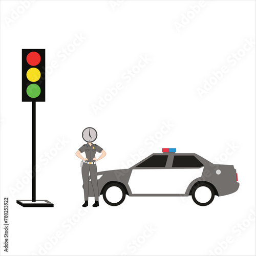 police woman and car