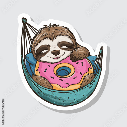 A sloth napping with a donut pillow. Generative AI